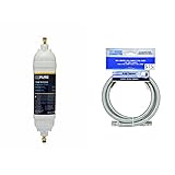 EcoPure EPINL30 5 Year in-Line Refrigerator Filter, White & Eastman 41033 Braided Stainless Steel Ice Maker Connector, 1/4 inch Comp, 5 Ft Length, 5'