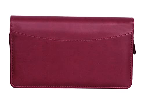 Image of Sukeshcraft Multiple Cheque Book Holder | Original PU Holds Upto 8 Cheque Books, 14 Credit /Debit Card Slots with Matching Zipper (Pu- Meroon)
