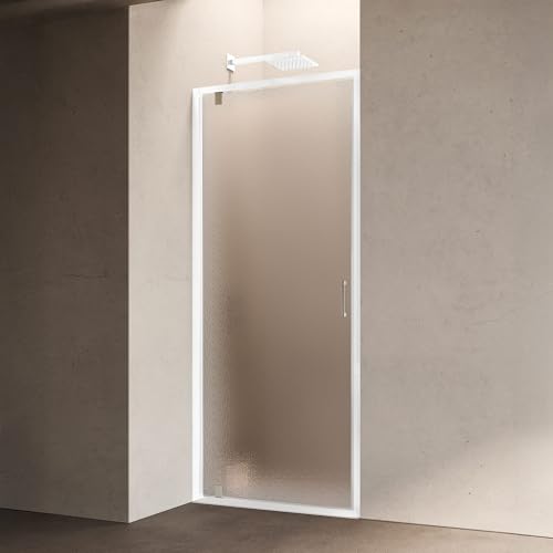 Siro - Cabina de ducha para hueco de 90 cm con puerta batiente blanco/estampado