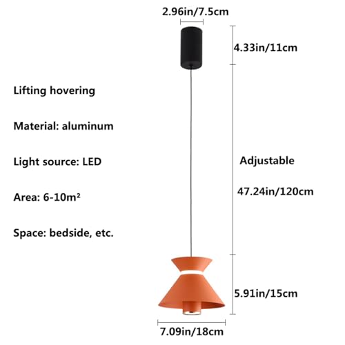 Lustre LED rouge à hauteur ajustable et intensité variable pour décoration de bar