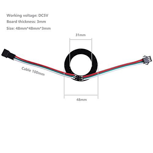 Image of 2PCS 16-LED WS2812B 5050 RGB Individually Addressable Pixel Light Ring, Full Color Programmable LED Module DC5V with Integrated Driver for Arduino Raspberry Pi Pico DIY Projects