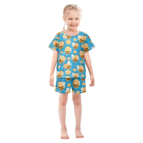 Pajama Sets Bee Pattern Short Sleeve Summer Sleepwear 2 Piece Pjs3