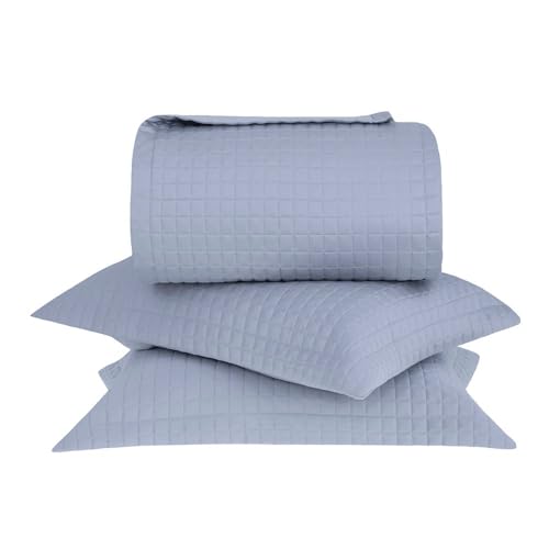 Buddemeyer Kit Colcha King Cetim 270 Fios Bud Vision New Colors II 100% Algodão Penteado Azul 3 peças