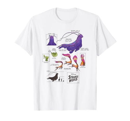 T-shirt Disney Strange World Strange Creatures pour ado et adulte en coton noir