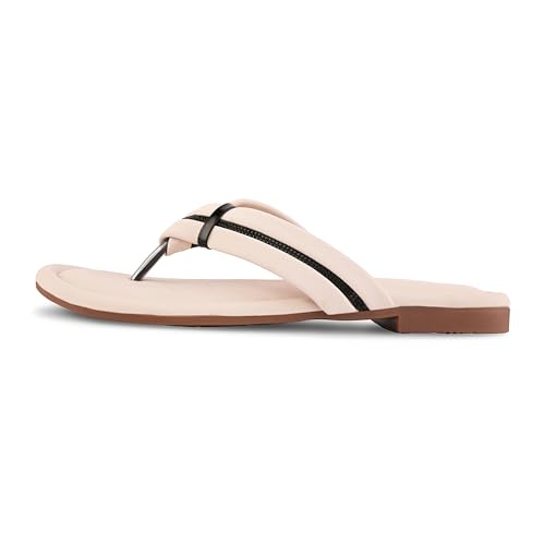 Image of Centrino Women's Flat Thong Sandals | Stylish Embellished Strappy Flip-Flops | Open-Toe Slip-On with Metallic Studs| Soft Cushioned Footbed for Comfort | Elegant & Durable Fashion Footwear (9313)