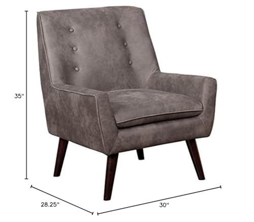 Sillón tipo barril marrón de tela con patas cónicas miniatura 3