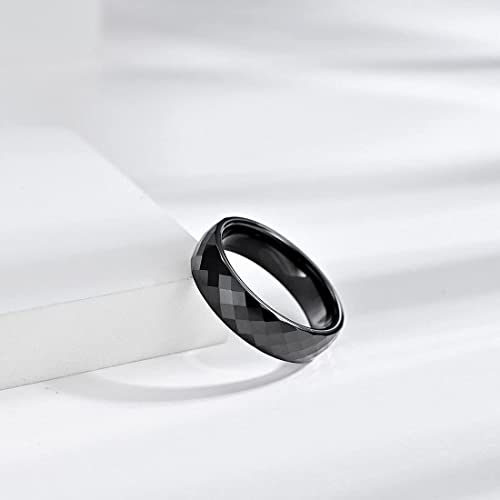 Image of Yellow Chimes Rings for Men Black Band Ring Stainless Steel Ceramic Top Design Band Ring for Men and Boys.