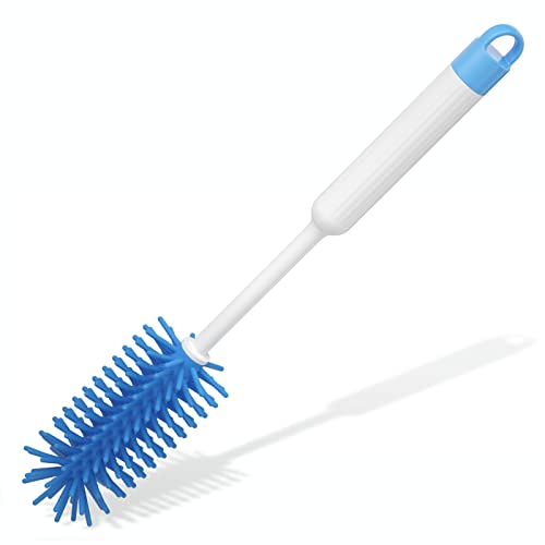 LeLuv Cleaning Brush Hypoallergenic Silicone Bristles - 13 Inch Length Overall for Vacuum Pump Cylinders - Light Blue
