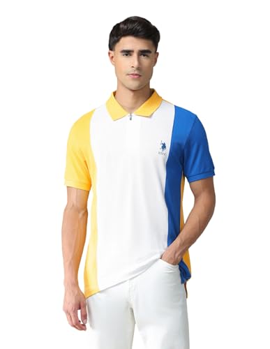 Image of U.S. Polo ASSN. Pattern Slim Fit Polo T Shirts for Men - 100% Cotton, Half Sleeves Mens Tshirt