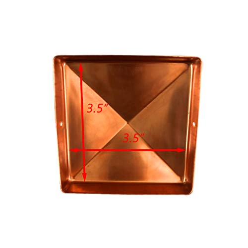3.5" X 3.5" Solid Copper Pyramid Post Cap For True/Actual 3.5" X 3.5" Wood Posts (Works Only With Actual 3.5" X 3.5" Posts. Will Not Work With Actual 4" X 4" Posts) #TOP2