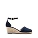 DREAM PAIRS Women's Espadrilles Closed Toe Ankle Strap Dressy Platform Wedge Sandals,Size 9,Navy-Suede,AMANDA-2