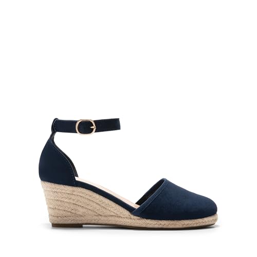 Image of DREAM PAIRS Women's Espadrilles Closed Toe Ankle Strap Dressy Platform Wedge Sandals