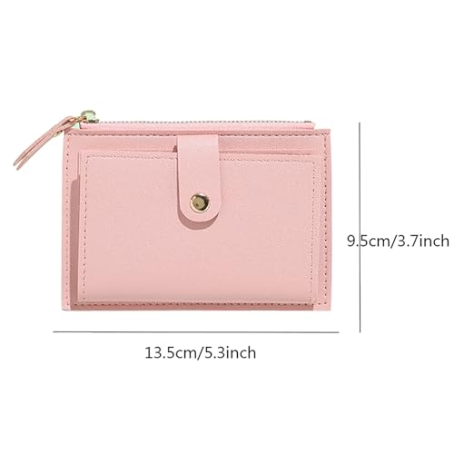 Small Wallets Woman, Slim PU Leather Minimalist Pocket Card Case Holder with Zipper and 6 Card Slots,Compact Lightweight Thin Portable Coin Purse for Cards Travel Business Cash Bills2