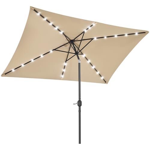 Yaheetech 6.5x10FT Rectangular Patio Umbrella Solar Powered Outdoor Table Market