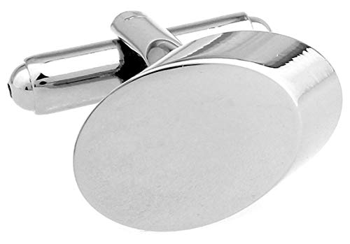 Mancuernillas ovaladas plateadas para hombre miniatura 3