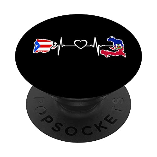 Puerto Rico Haiti Flag - Puerto Rican Haitian Heartbeat PopSockets PopGrip Intercambiable