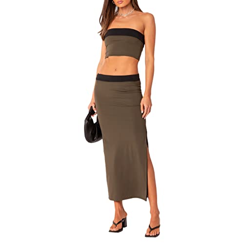 Ensemble jupe longue et haut tube marron taille M pour en finir avec les robes inconfortables