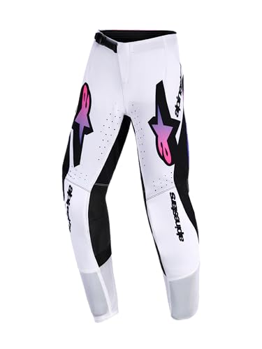 Alpinestars Supertech Vista Pantaloni Motocross Bambini, nero bianco porpora, 22