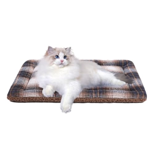 Image of Cat Bed Mat Two-Sided Used, 23 inchx 16 inch Soft Thermal Dog Pad, for Indoor Outdoor Pets, Washable Suitable for Large Pet Carrier, Blue- Brown