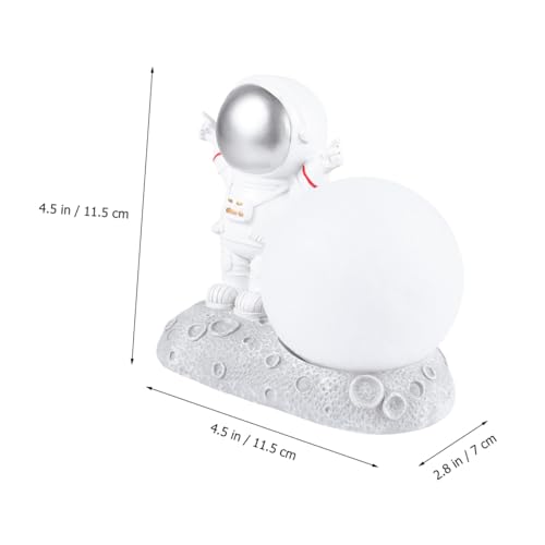 Lámpara de mesa de noche astronauta de resina plateada miniatura 2