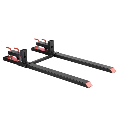 VEVOR Palettengabeln, 1814 kg Gabelträger zum Anklemmen, 1490 mm Gesamtlänge, Gabelzinken mit verstellbarer Stabilisatorstange für Traktoranbaugeräte, Ladeschaufel & Kompaktlader, Schwarz