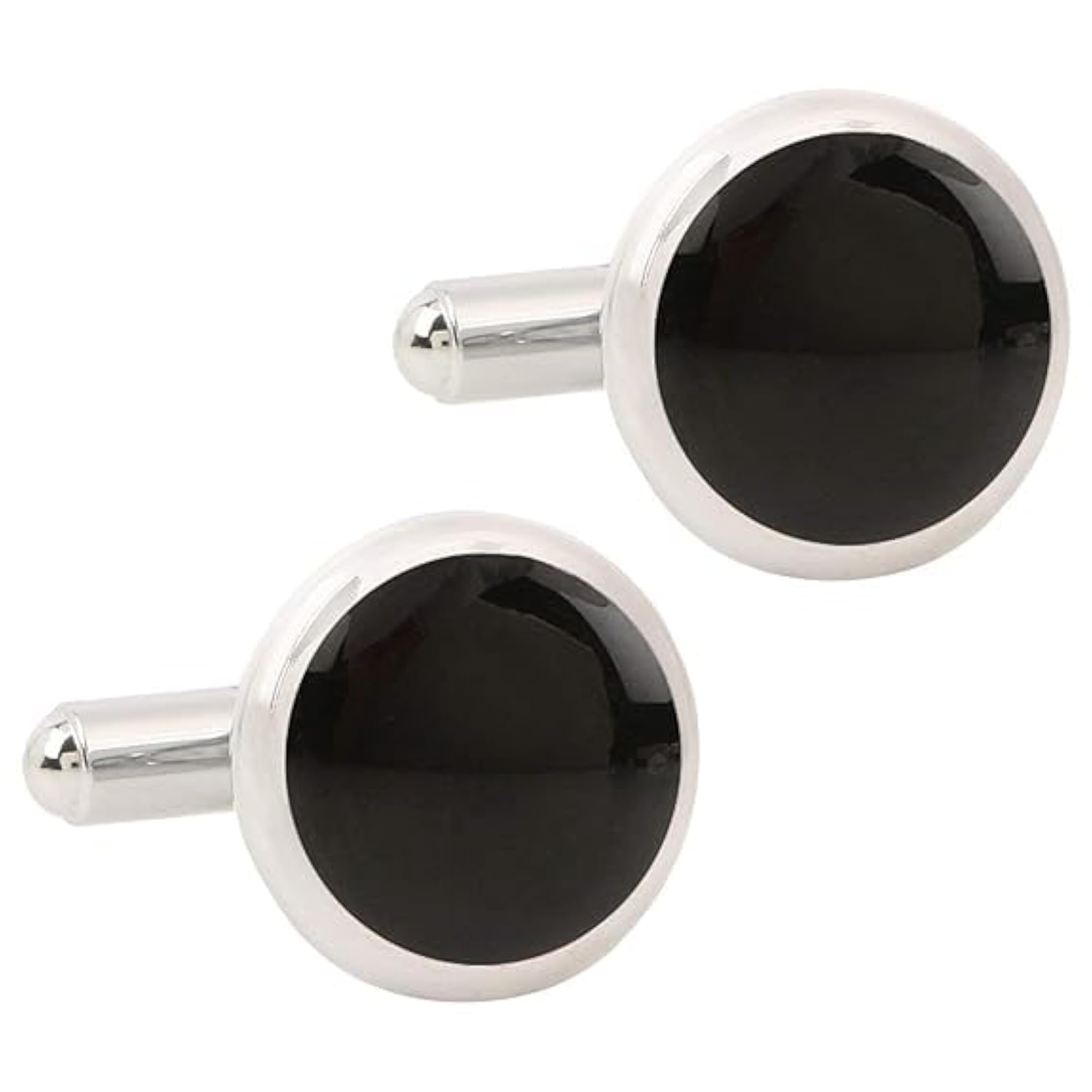 Cuff Links for Men, Black Round Plain Sleeve Link