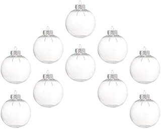 Healifty 10pcs Christmas Clear Baubles Ball 8cm Transparent Fillable Sphere Ornament Photo Props for Xmas Tree Wedding Birthday Party Decoration