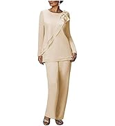 Two Pieces Chiffon Pants Suits for Mother of The Bride Plus Size Women's Outfit Wedding Evening G...
