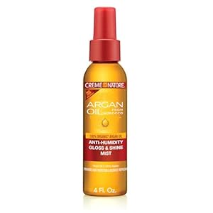 Creme of Nature Anti-Humidity Gloss & Shine Mist, Lightweight Frizz Control and Heat Protection with 100% Organic Argan Oil, Stocking Stuffer for Her, 4 oz