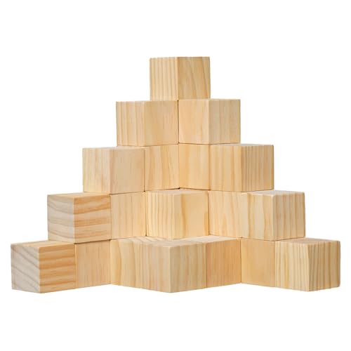 Image of Ninekong 30 Pack Unfinished Wood Blocks 2 Inch - Solid Pine Wooden Cubes for Crafts, Sanded Smooth Natural Wood Squares for Painting, DIY Projects, Puzzle Making & Home Decor