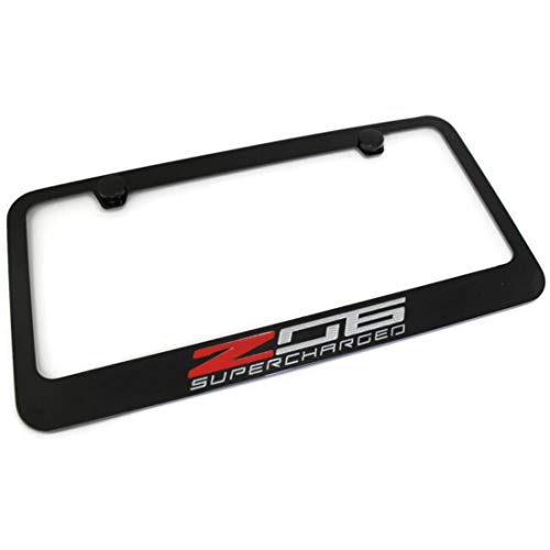 Chevrolet CarBeyondStore Z06 Corvette C7 Stingray Black Metal License Plate Frame Rotary Engraved Logo