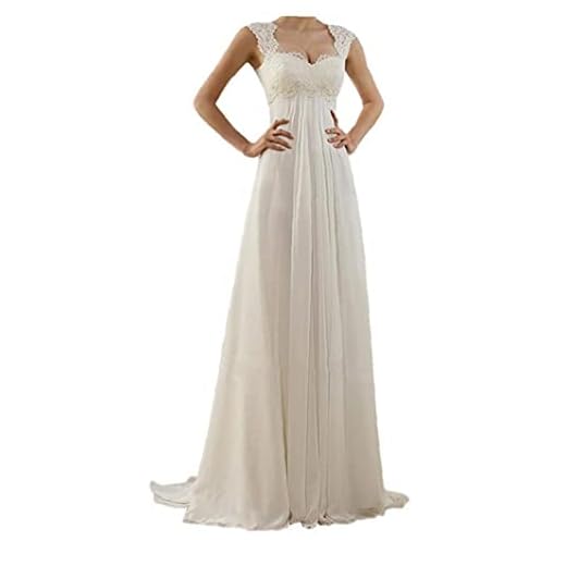 Yililay Lady Maxi Robe de mariée élégante Robe Moulante en Dentelle Trailing Femmes Mince Robe sans Manches Bretelles Spaghetti Blanc S