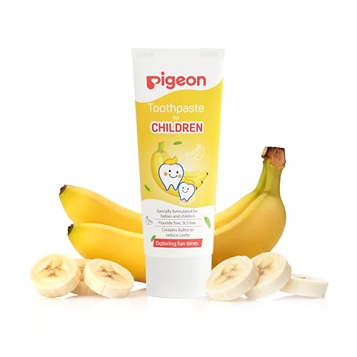Image of Pigeon Banana Toothpaste for Babies & Kids 45 g | Fluoride & SLS Free | Gentle Daily Oral Care | Mild Banana Flavour
