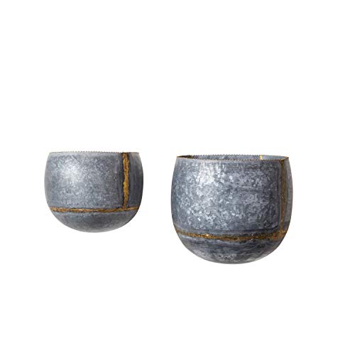Creative Co-Op DA8638-1 Silver & Gold Metal Wall Planters (Set of 2 Sizes)