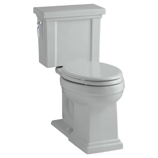 KOHLER K-3950-95 Tresham Comfort Height Two-Piece Elongated 1.28 GPF Toilet with AquaPiston Flush Technology and Left-Hand Trip Lever, Ice Grey