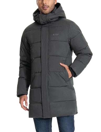 Image of Pioneer Camp Mens Long Winter Coat Hooded Waterproof Insulated Puffer Jacket Thicken Puffy Warm Down Windbreaker Parka