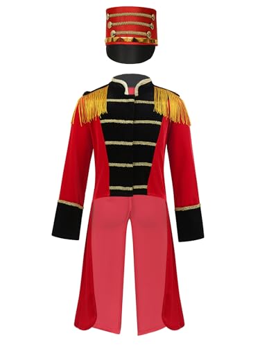 Kids Boys Circus Ringmaster Long Sleeves Tailcoat Jacket Coat with Hat for Party Performance
