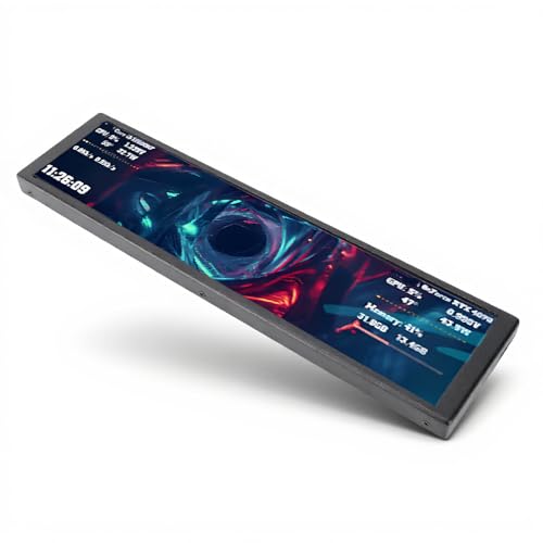 Image of PUSOKEI 9.2 inch Computer Temp Monitor, PC Case Sensor Panel, Support Dynamic Video Theme, CPU RAM HDD Data Temperature Display, IPS USB C Secondary Screen for 10 /11 (Black)