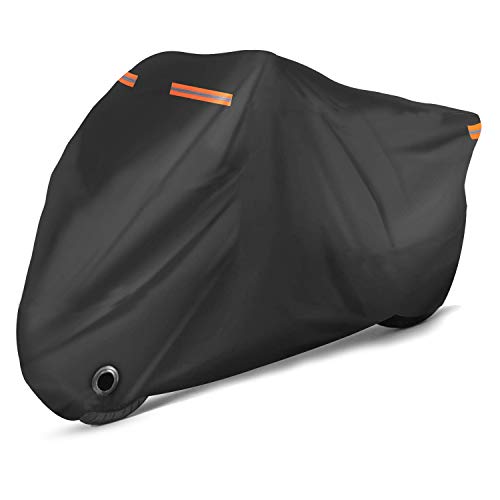 Rovtop Funda para Moto Cubierta-Cubierta de la Moto, Lona Impermeable de Doble Costura, Ojo de Cerradura Mejorado, Revestimiento de PU Contra los Rayos UV, Agua, Polvo, Viento y Nieve
