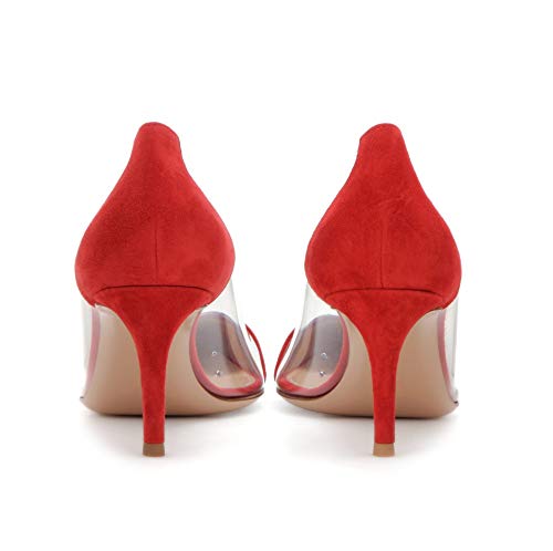 SAMMITOP Women's 65mm Pointed Toe Transparent Pumps Mid Heel Dress Shoes - Image 3