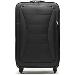 Maletas Chinas Baratas MISAKO Maleta de Tela Grande de Viaje Leslie Negro Unisex - Maleta Blanda semirrígida - 77 x 46 x 26 cm 4 Ruedas