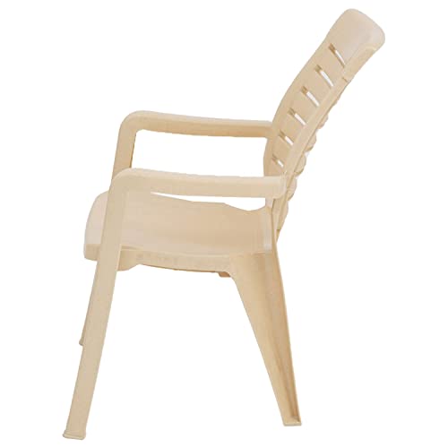 Image of Nilkamal Plastic Chair for Living Room with Arm | 3 Year Warranty | for Home, Living Room, Outdoor | Marble Beige Colour | CHR2180