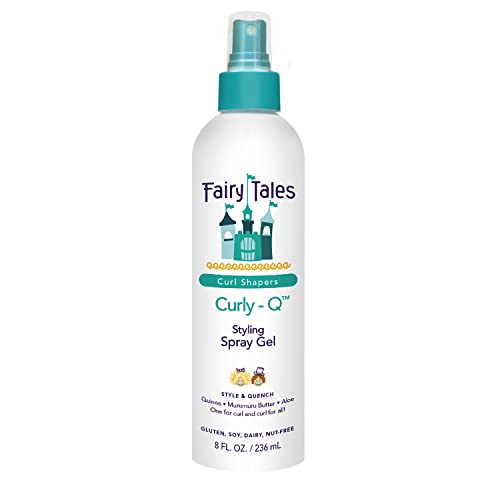 Fairy Tales Curly Q Kids Styling Spray Gel for Curly Hair - Daily Kids Spray Gel for all Types of Curls Including Multi Cultural Hair - Paraben Free, Sulfate Free, Gluten and Nut Free - 8 oz
