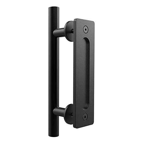 Poignée porte grange encastrée 12 pouces noire quincaillerie bois