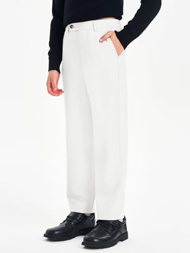 Haloumoning Boys Dress Pants Kids Slim Fit Elastic Waist Uniform Trousers with Pockets 5-14 Years2