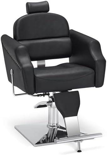 BarberPub Classic Reclining Barber Chair, Salon Equipment 3125(Black)
