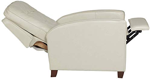 Elm Lane Livorno White Pearl Leather Recliner Chair Modern Armchair Comfortable Push Manual Reclining Footrest Upholstered Tufted Back For Bedroom Living Room Reading Home Relax Office #TOP6