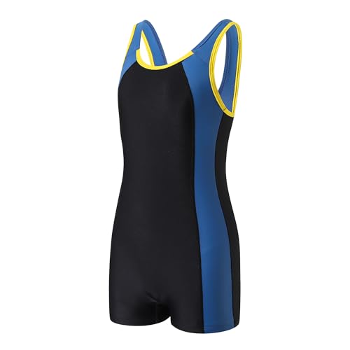 J.E Sterguard Athletic Girls' One Piece Swimsuit, Infinity Splice Thick Strap Girls Bathing Suits, Pro for Practice and Competition Color Block Girl Swimsuits Size 14-16 1880-BL