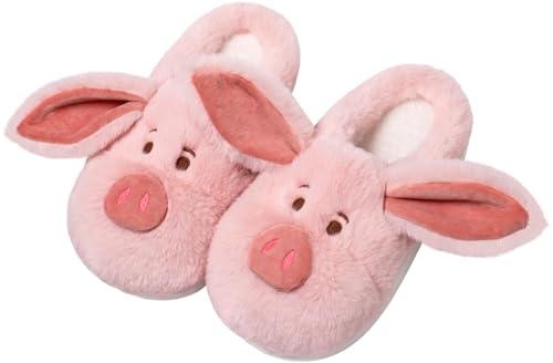 XIXITIAO Cute Animal Slippers Fuzzy Cartoon Kawaii Pig Slippers Plush House Shoesfor Women Men Indoor Fluffy Winter Slides