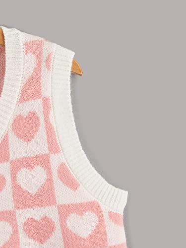 Floerns Girls Heart Print Sleeveless Sweater Vest V Neck Knitwear Tank Top4